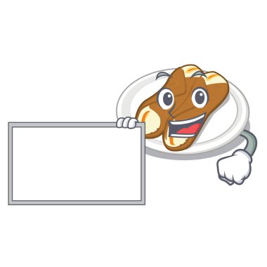 With board cannoli is served on mascot plate