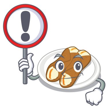 With sign cannoli is served on mascot plate