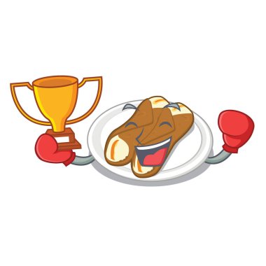 Bir karikatür şeklinde boks kazanan cannoli