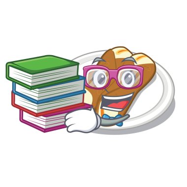 Bir karikatür şeklinde kitap cannoli ile Öğrenci