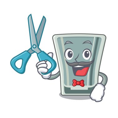 Berber çekim cam maskot ile izole