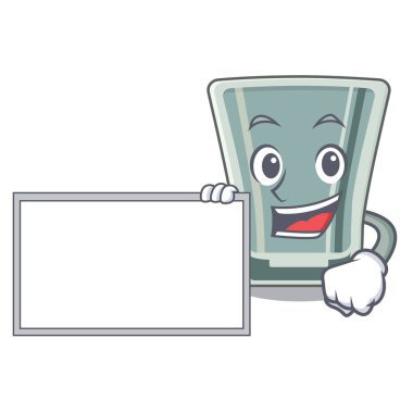 With board shot glass isolated with the mascot