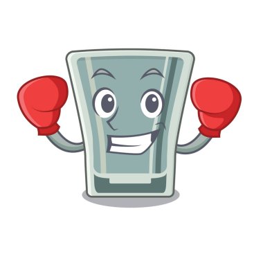 Boks atış cam maskot ile izole