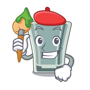 Sanatçı maskot ile izole cam vurdu