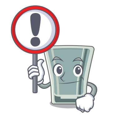 With sign shot glass isolated with the mascot