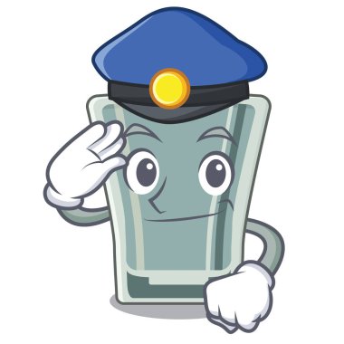 Polis maskotla izole cam vurdu