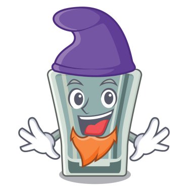 Elf maskot ile izole cam vurdu