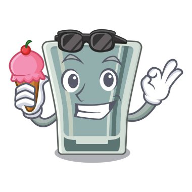 With ice cream shot glass in the cartoon shape