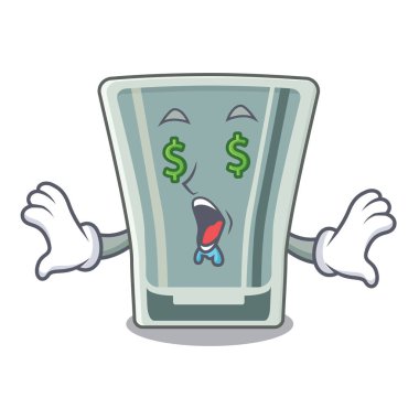 Ahşap karikatür masada Para göz çekim cam