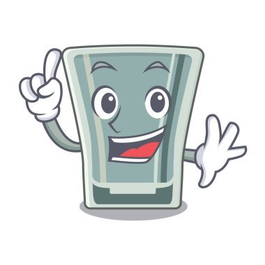 Ahşap karikatür masada parmak shot cam