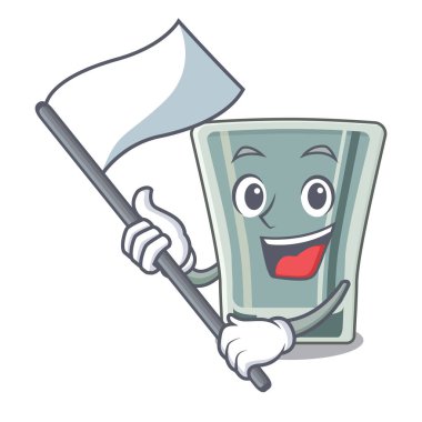 With flag shot glass on wooden cartoon table