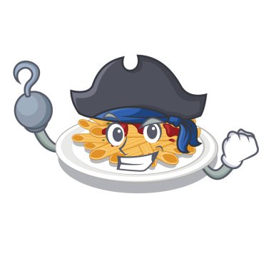 Korsan makarna karikatür plakaları üzerinde servis edilir