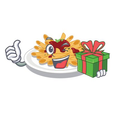 With gift pasta in the a mascot shape