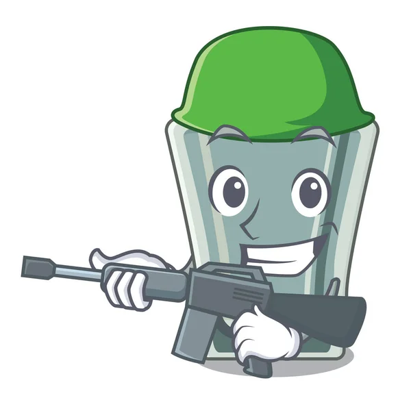 Ejército tiro vidrio aislado con la mascota — Archivo Imágenes Vectoriales