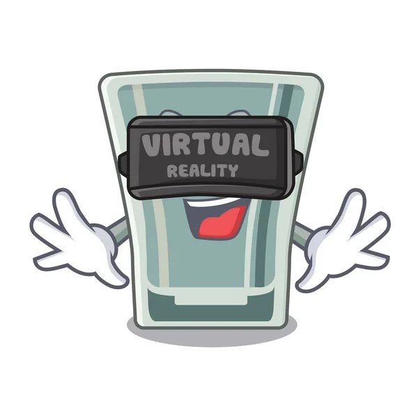 Carácter de cristal de tiro de realidad virtual en la nevera — Vector de stock