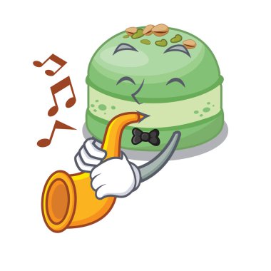 Trompet fıstıklı kek karakterde izole edilmiş.