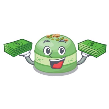 Para çantası fıstıklı kek karakterde izole edilmiş.