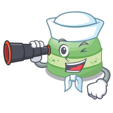 Binoküler antep fıstığı kek karakteri izole ile Denizci