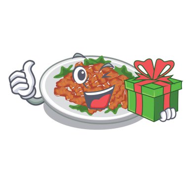 Çizgi film kasesindeki hediye susamlı tavukla.