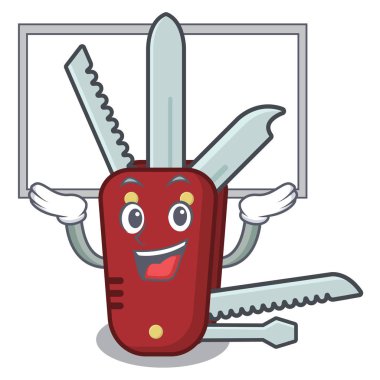 Maskot ile izole kurulu penknife