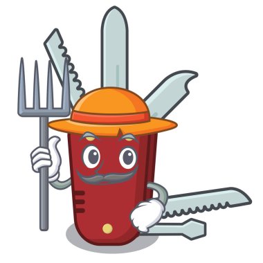 Çiftçi penknife maskot ile izole