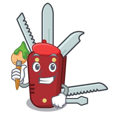 Sanatçı penknife maskot ile izole