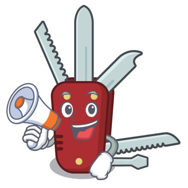 Maskotun içinde izole edilmiş megafon çakısıyla.