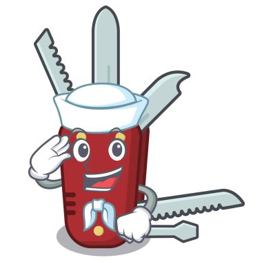 Denizci penknife maskot ile izole