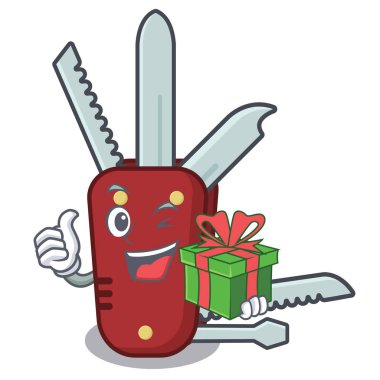 Tahta bir masanın üzerinde çakı çizgi filmiyle