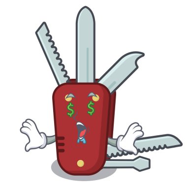 Bir karikatür çantası para göz penknife