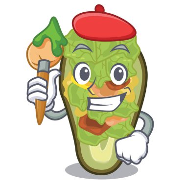 Sanatçı karikatür ile izole avokado dolması