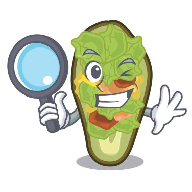 Dedektif avokado karikatür kase servis dolması