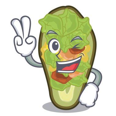 Karikatür kase servis iki parmak avokado dolması