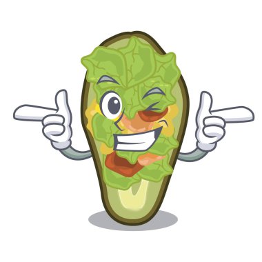 Çizgi film kasesine doldurulmuş avokado.