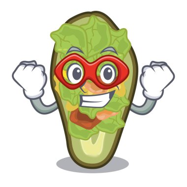 Süper kahraman avokado karikatür kase servis dolması