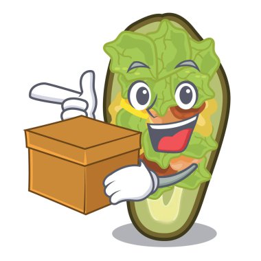 Çizgi film kasesine doldurulmuş avokado kutusuyla