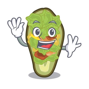 Karikatür kase servis edilen sallanan avokado dolması