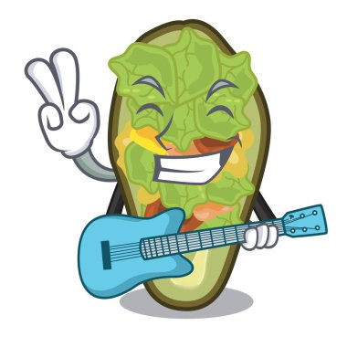 Karakter tahtasına doldurulmuş gitarla.