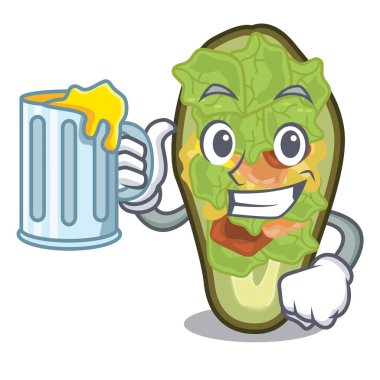 Karakter tahtasına meyve suyu doldurulmuş avokadoyla