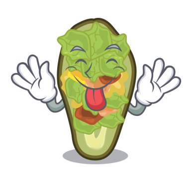 Maskot şeklinde doldurulmuş avokado dil dışarı