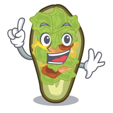Maskot şeklinde parmak doldurulmuş avokado
