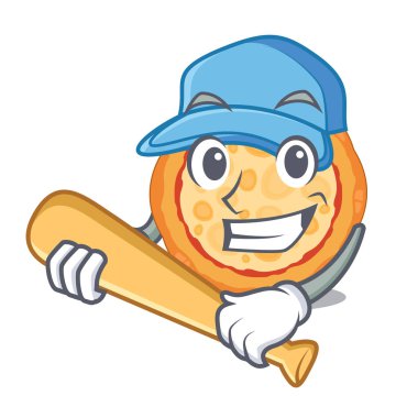 Çizgi film panosunda servis edilen beyzbol peynirli pizza oynamak