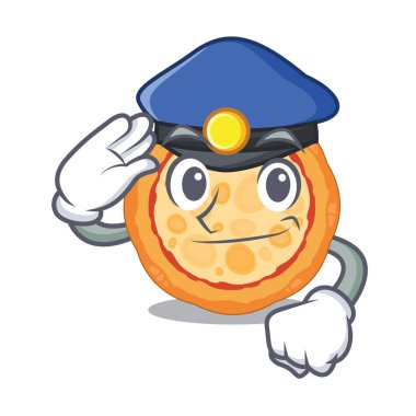 Polis peynir pizza karikatür tahtasında servis