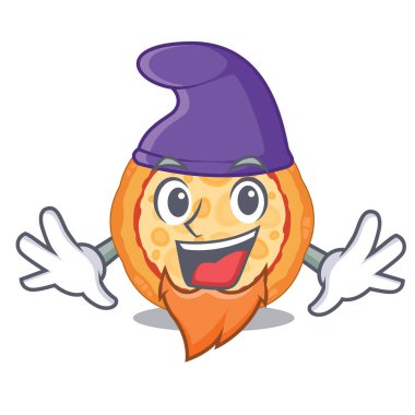 Elf peynirli pizza karikatür tahtasında servis