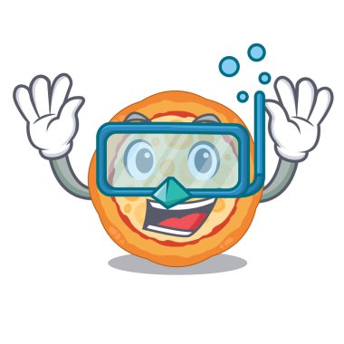 Maskot ile izole Dalış peynir pizza