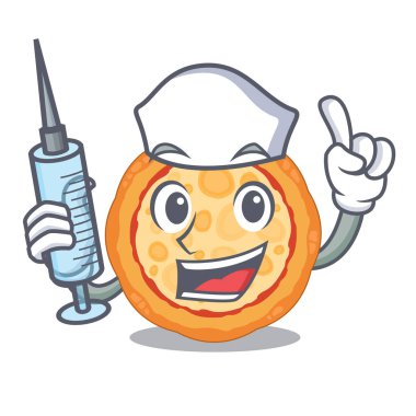 Hemşire peynir pizza maskot ile izole