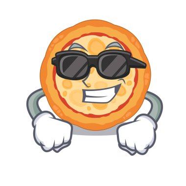 Süper serin peynir pizza maskot ile izole