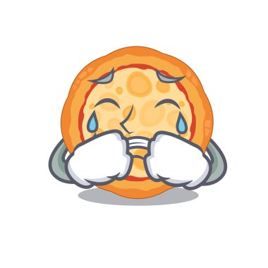 Karikatür şeklinde ağlayan peynir pizza