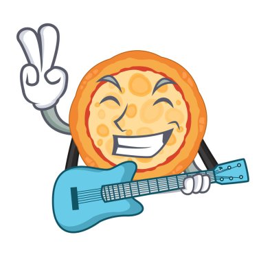 Çizgi film şeklinde gitar peynirli pizzayla.