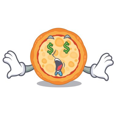 Bir karakter plaka üzerinde Para göz peynir pizza